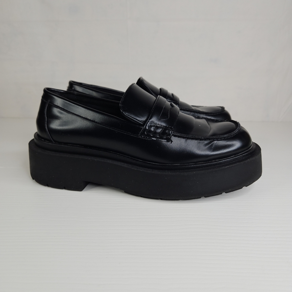 H&M Chunky Loafer Women Platform Loafer Luxury Patent Leather Casual Black Sz 38 - Picture 6 of 16